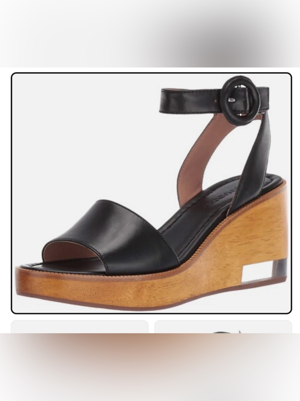 Bernardo 11M Kate Black Leather Ankle Strap Platform Sandals Heels Clogs Lucite